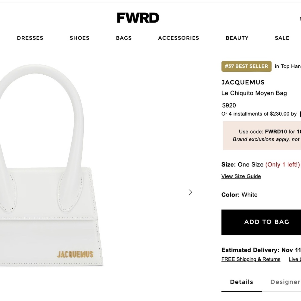 Jacquemus Le Chiquito Moyen Medium Bag – White, Authentic, Excellent Condition - Picture 6 of 6